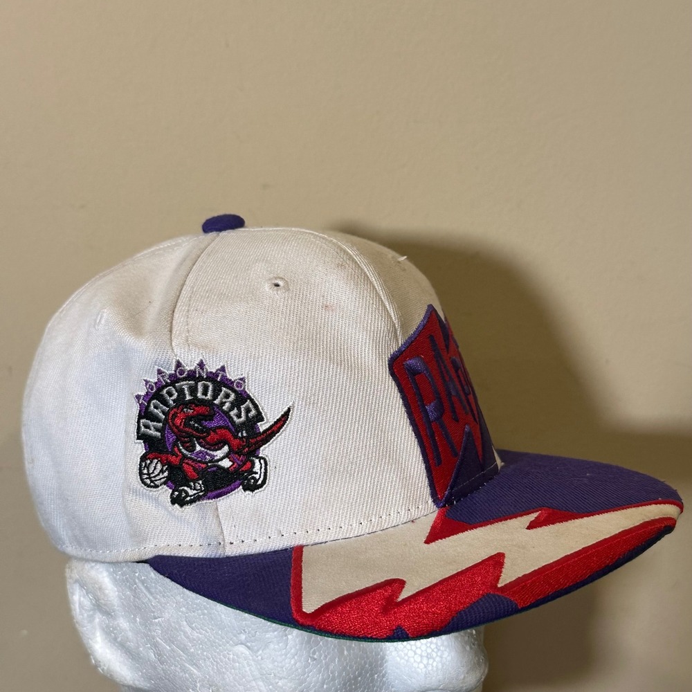 Mitchell & Ness Toronto Raptors Youth Snapback Hat White Purple Lightning Bolt